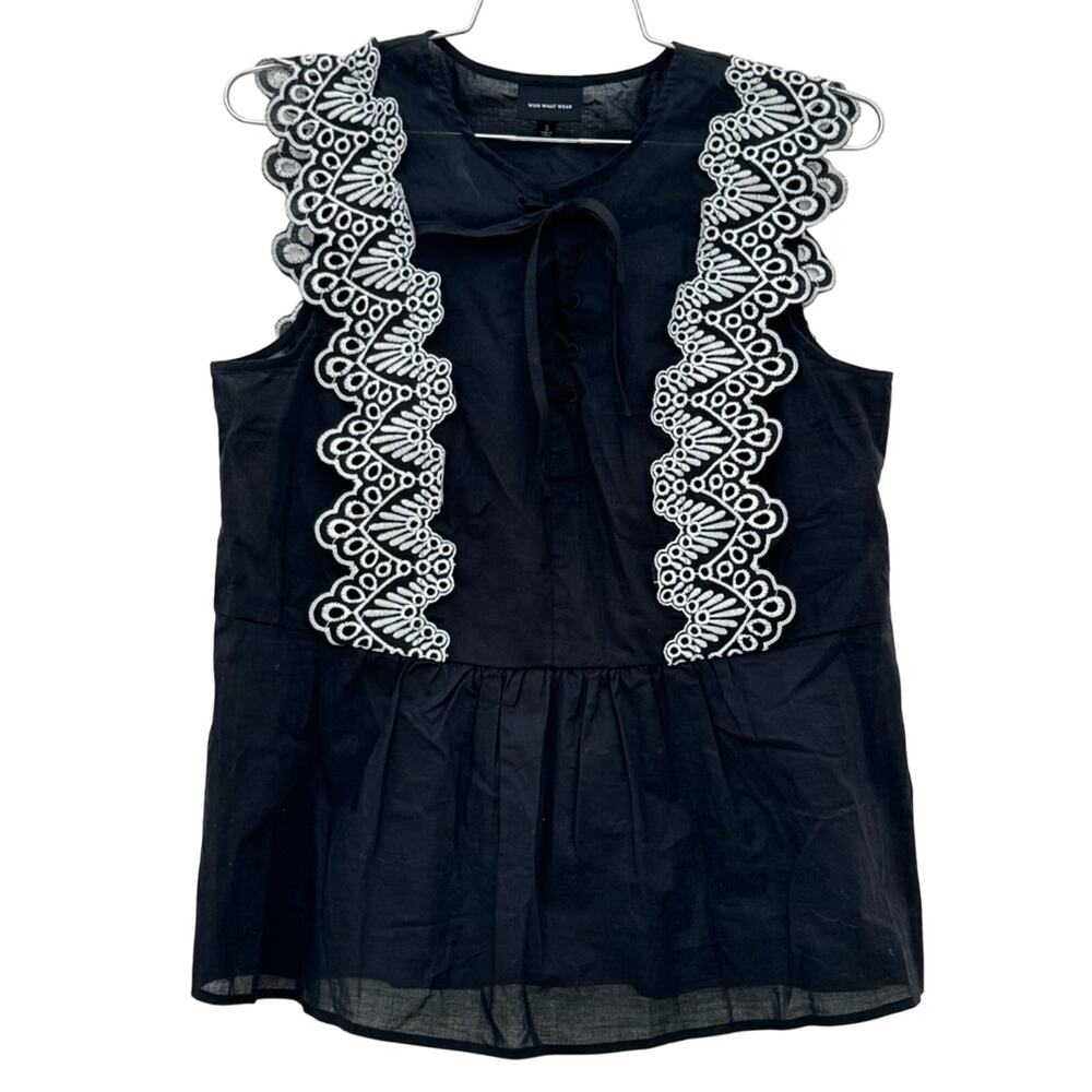 Who What Wear prarie style lace-up shirt